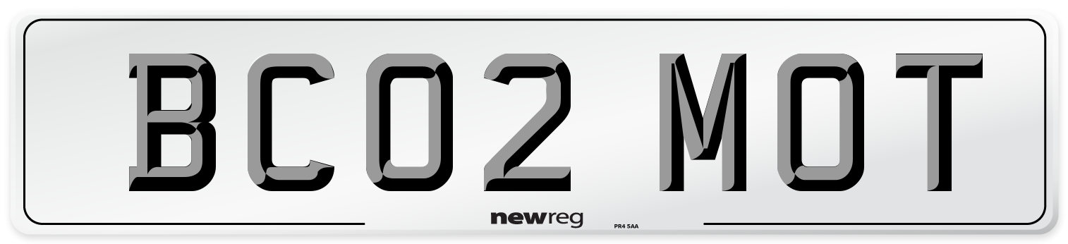 BC02 MOT Number Plate from New Reg
